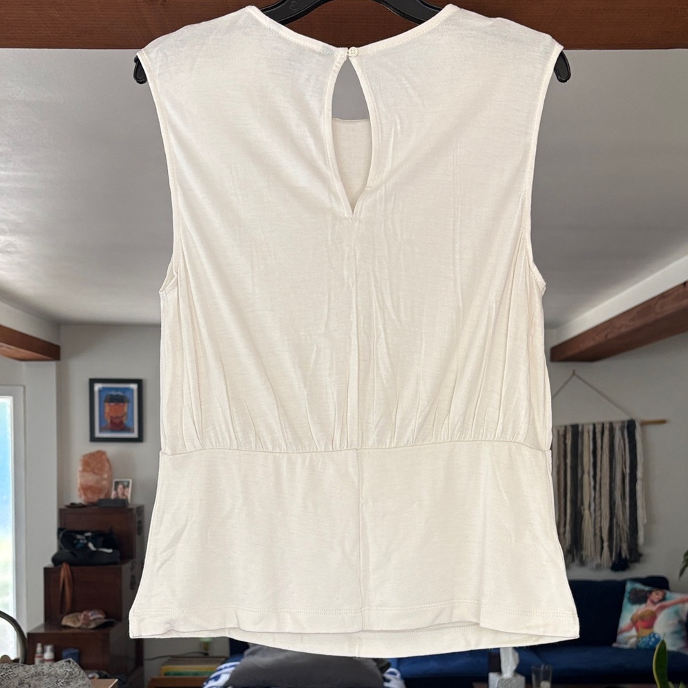 Banana Republic White Sleeveless Gathered Waist Tank - Picture 3 of 3